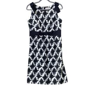 Merona Womens Size 8 Black White Gray Bow Accent Sleeveless Sheath Dress